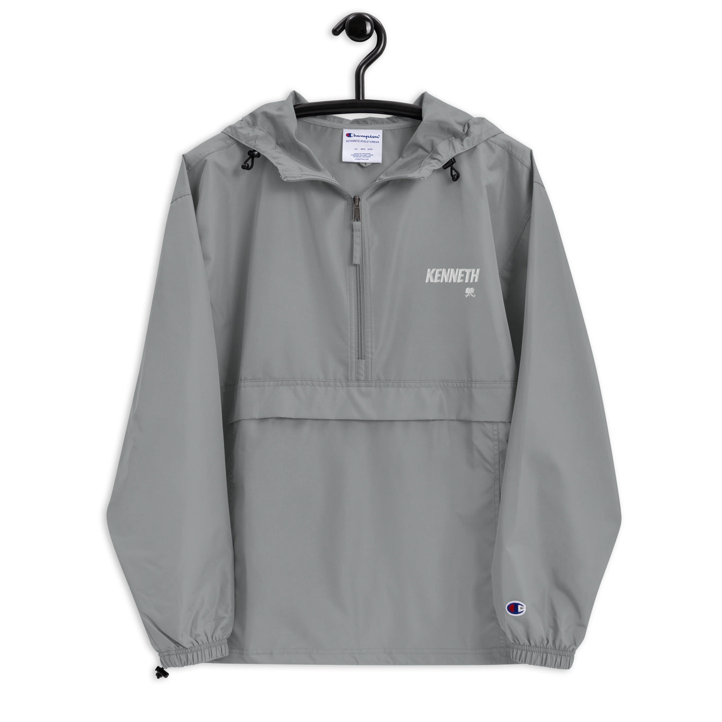 Embroidered Champion Packable Jacket: Kenneth