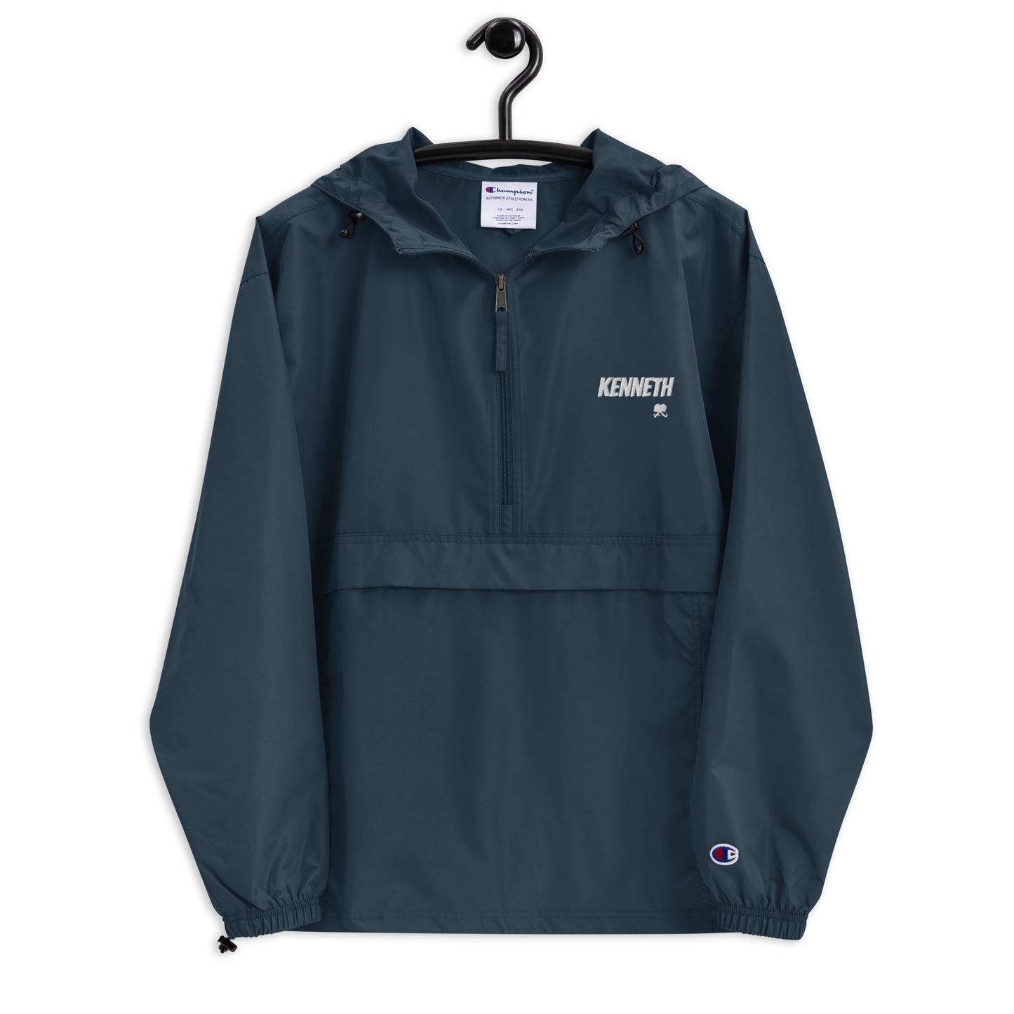 Embroidered Champion Packable Jacket: Kenneth