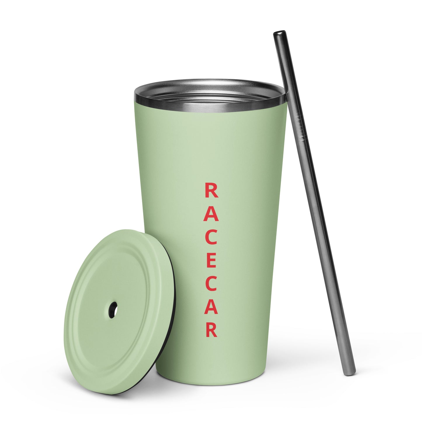 Insulated tumbler with a straw