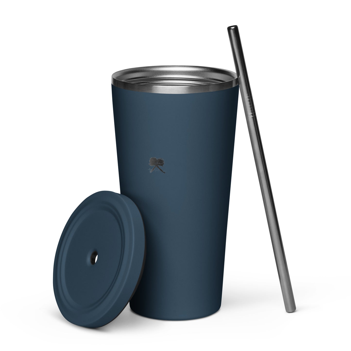 Insulated tumbler with a straw