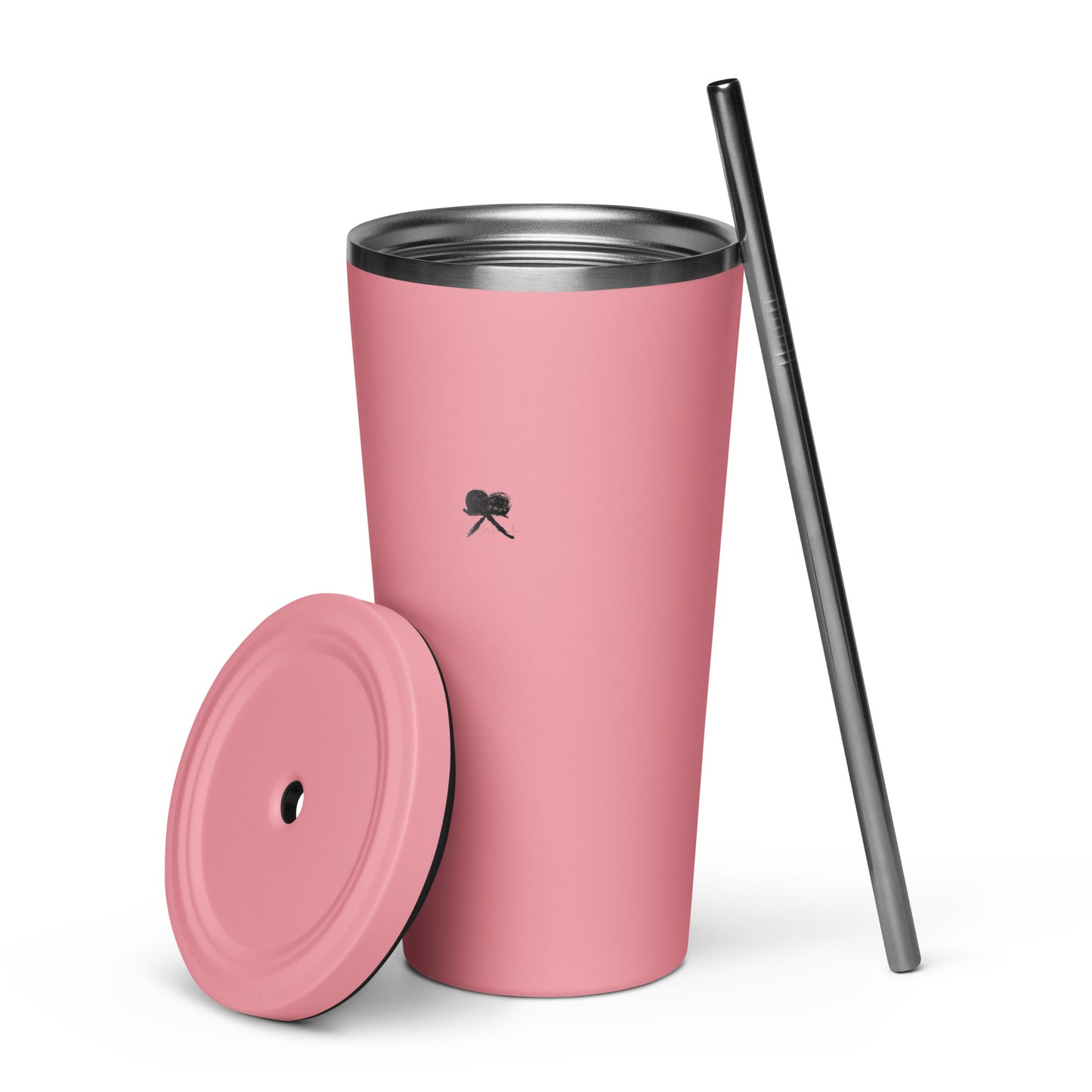 Insulated tumbler with a straw