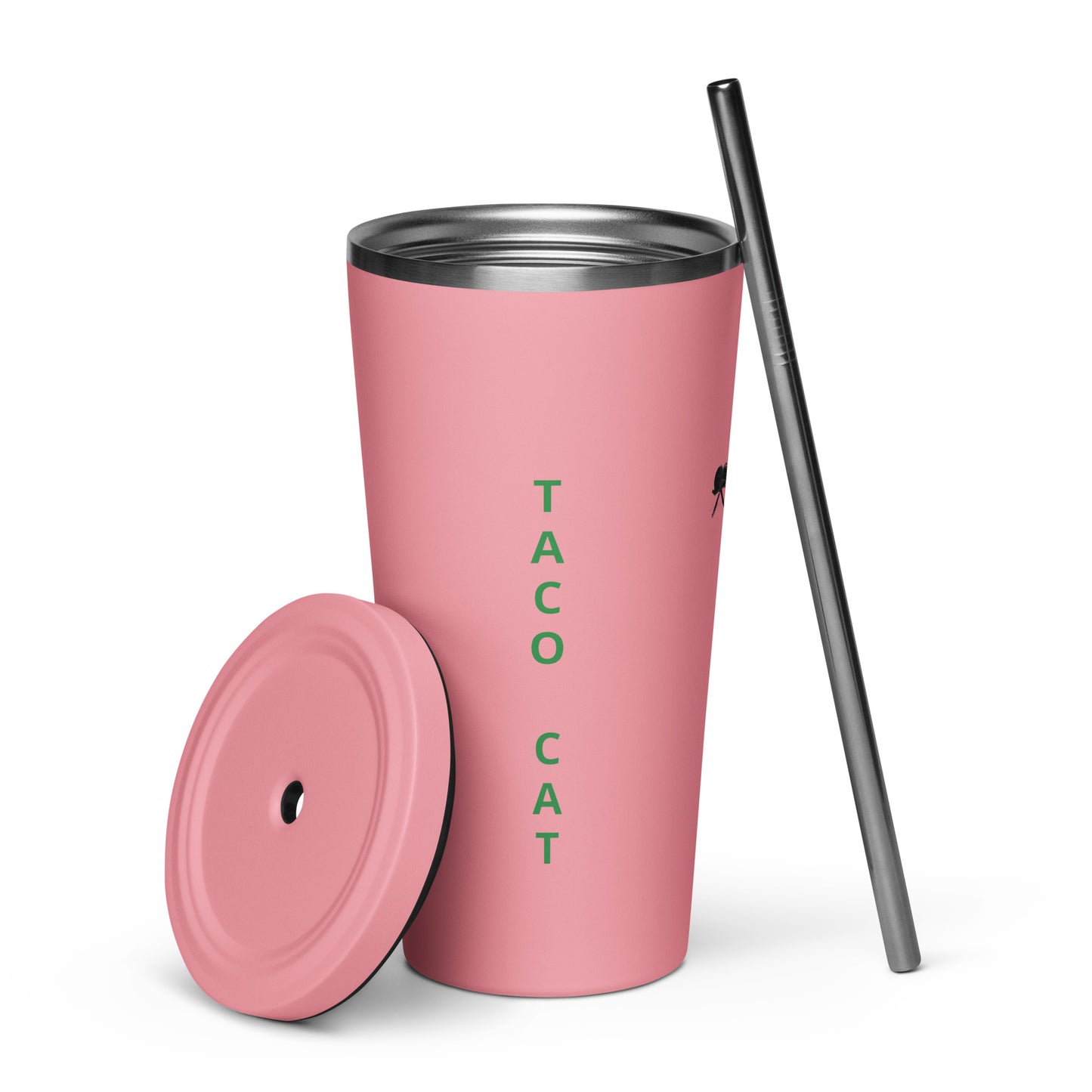 Insulated tumbler with a straw