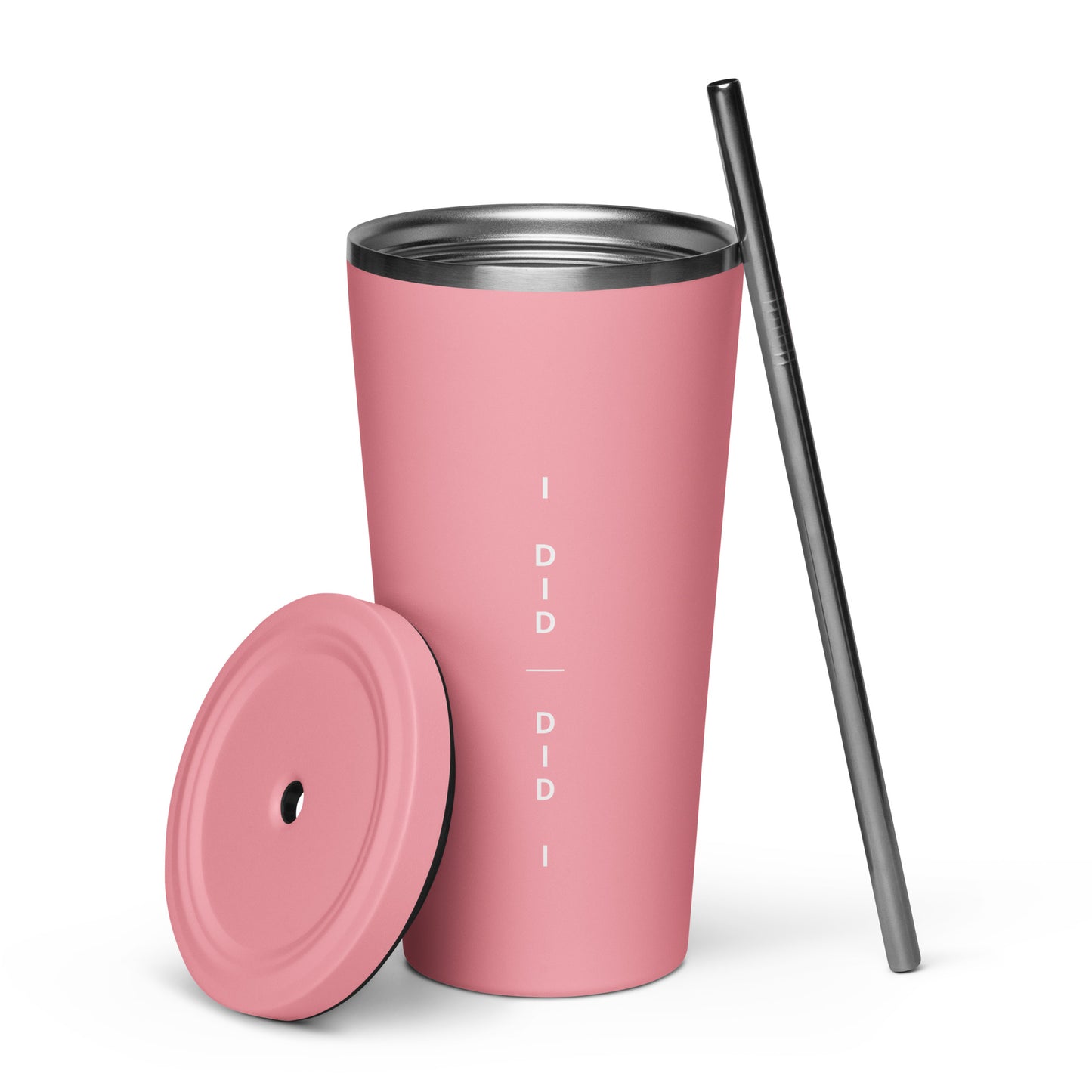 Insulated tumbler with a straw