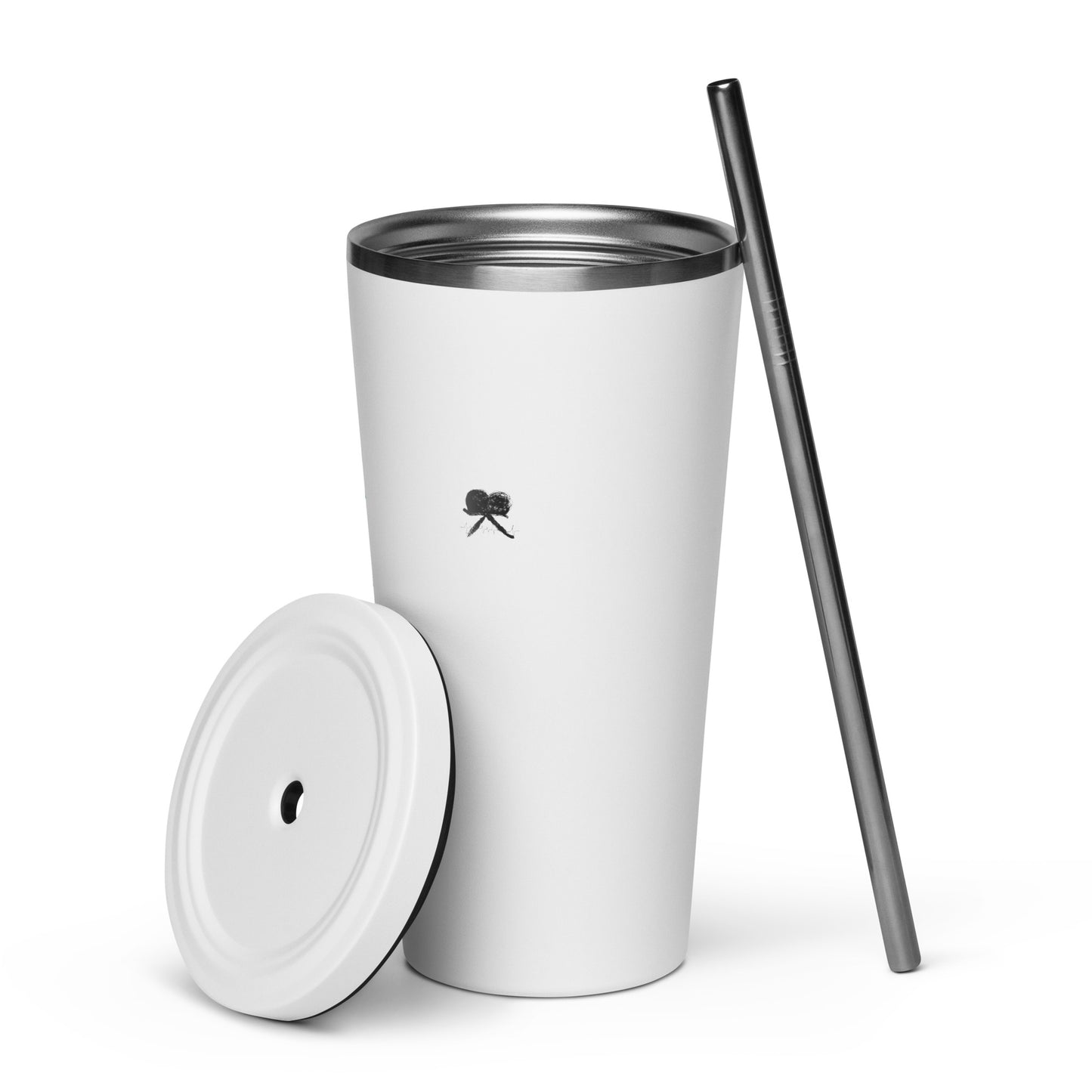 Insulated tumbler with a straw